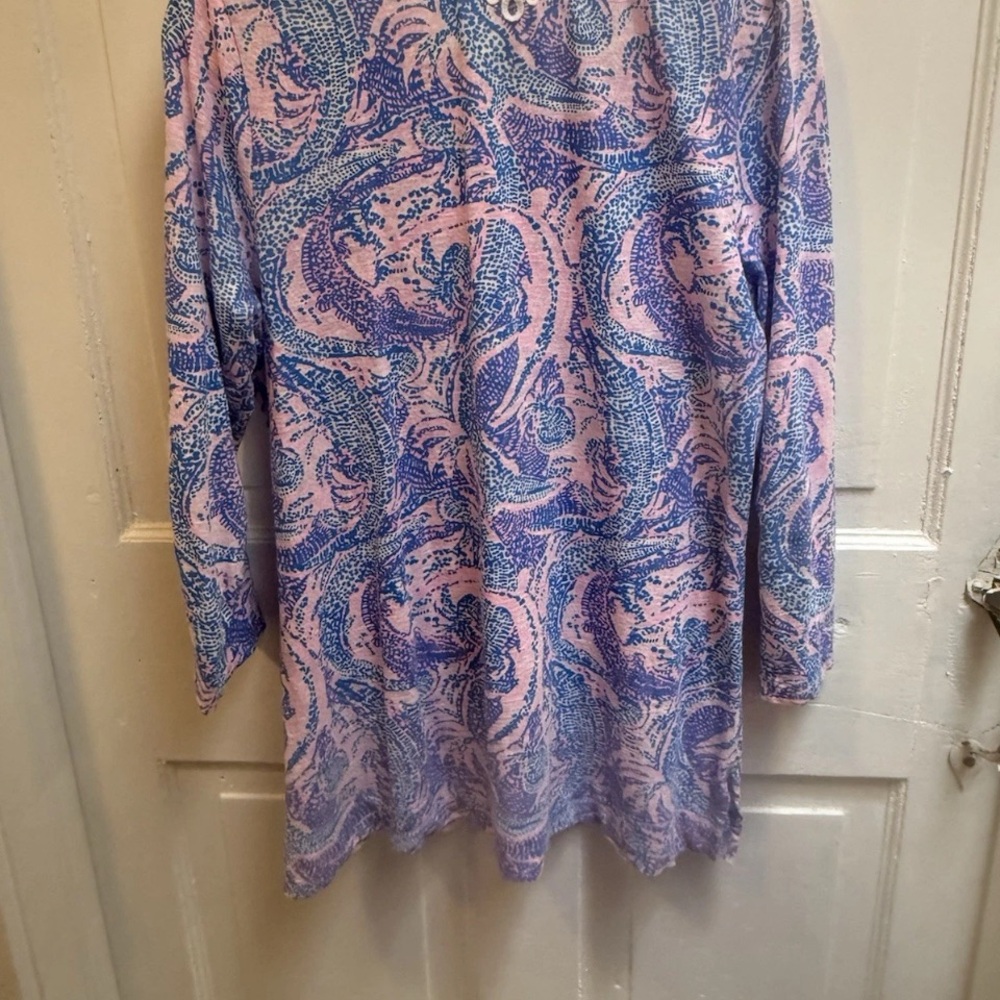Iconic Lilly Pulitzer Kaia Knit Tunic in Coastal Blue “Maybe Gator” Size M. EUC
